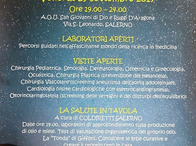 Notte bianca della ricerca…per la prima volta al Ruggi