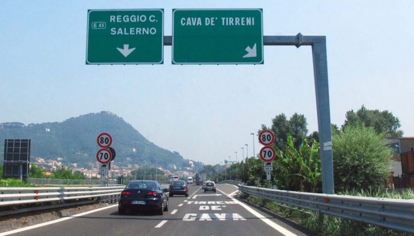 Autostrada A3 NA/SA: chiuso stanotte e nelle notti del 4 e del 5 dicembre il tratto Cava de’ Tirreni – Salerno, verso Salerno