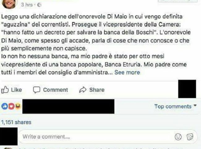 Invita la Boschi a fare sesso orale, bufera sul Consigliere Comunale