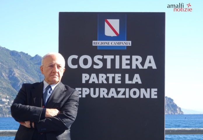 L’annuncio di De Luca: “In Costa d’Amalfi un unico depuratore a Maiori”