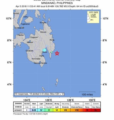 Terremoto nelle Filippine, scossa di magnitudo 6.2