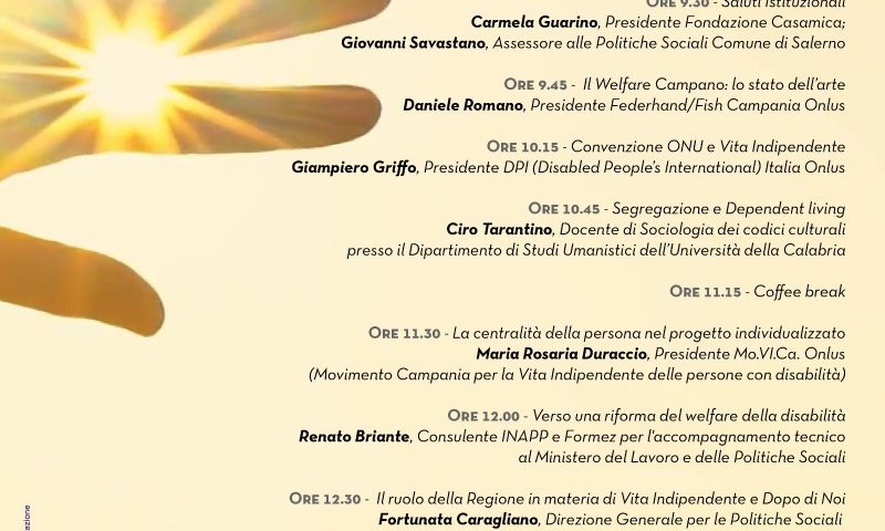 “Vita indipendente e Dopo di Noi. Dal progetto individualizzato al progetto di vita indipendente”