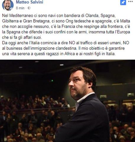 Migranti, Salvini: ‘Altra nave ong in mare, diciamo no’. Ieri scontro con Malta