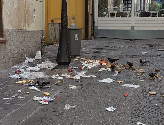 Rifiuti in pieno centro a Salerno, blitz del sindaco Napoli