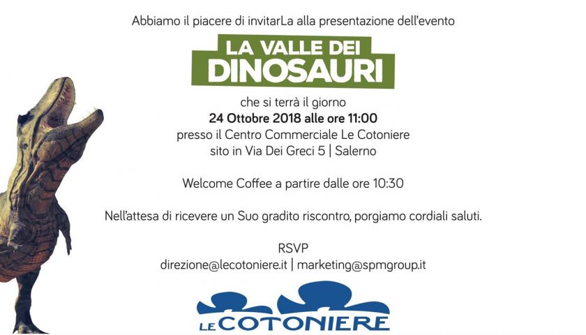 Mercoledì 24 ottobre alle ore 11:00 al Centro Commerciale “Le Cotoniere” incontro sul mondo giurassico della Campania con il paleontologo Sergio Bravi