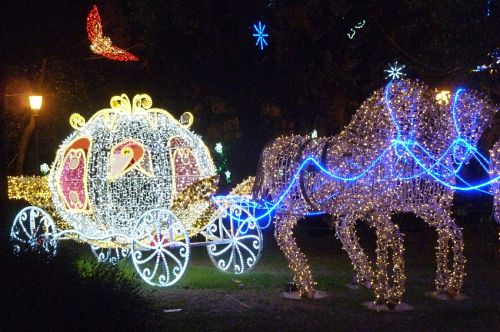 Luci: un acquario in Villa Comunale, un tempio con carrozza a piazza Flavio Gioia