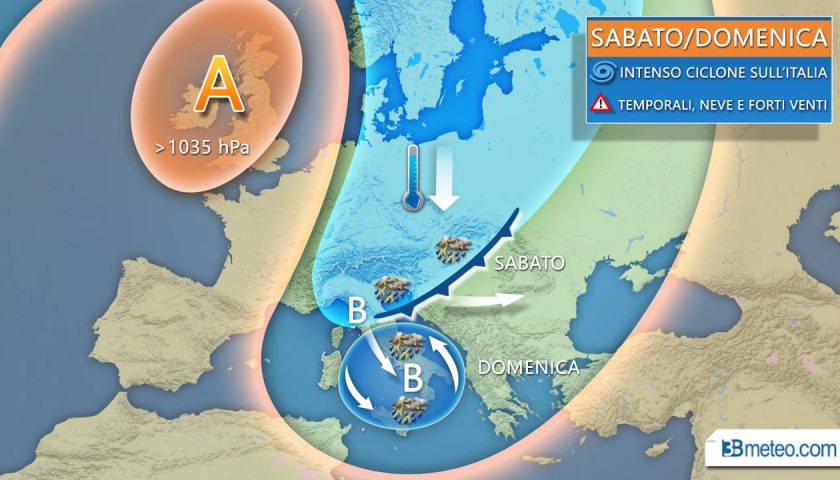 Meteo: domani temporali anche forti al Nord, domenica tocca al Centrosud con generale calo delle temperature e venti localmente forti