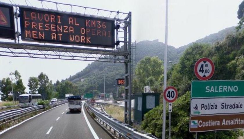 Lavori in autostrada, chiuso per quattro notti il tratto tra Cava de’ Tirreni e Salerno