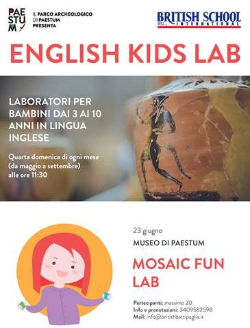 A Paestum l’archeologia parla inglese, laboratori gratuiti per bambini