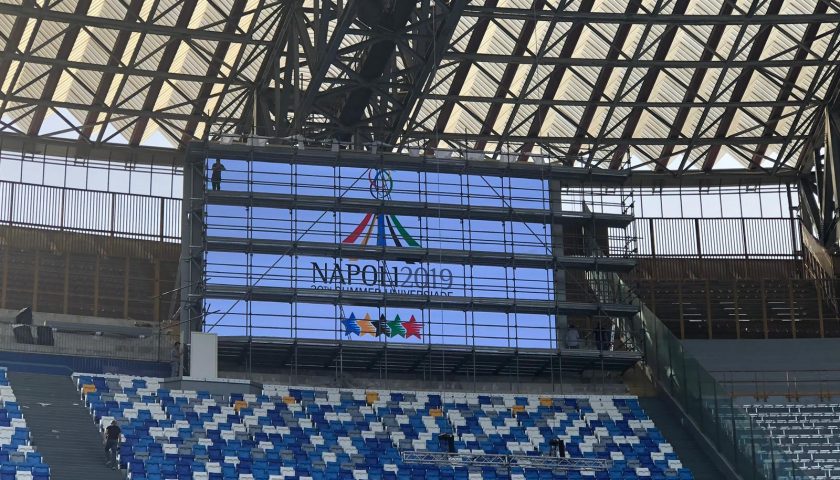 Universiade, prove di video wall allo stadio San Paolo di Napoli