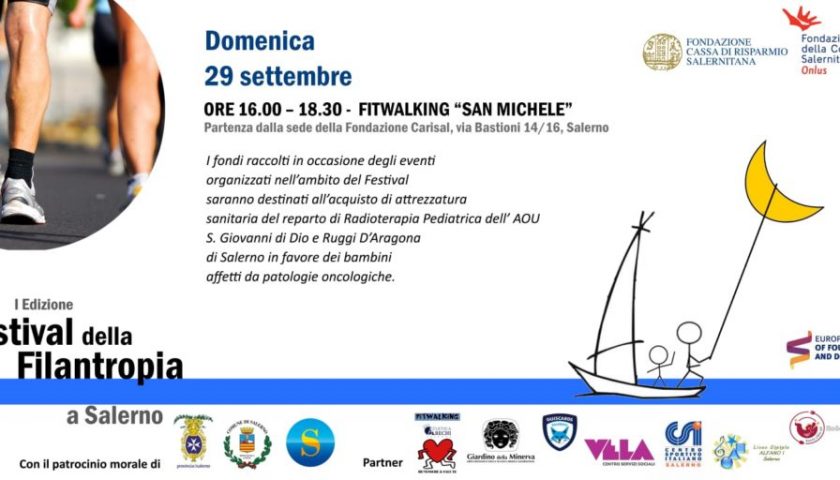 Festival della Filantropia a Salerno, domenica c’è il “FitWalking San Michele”
