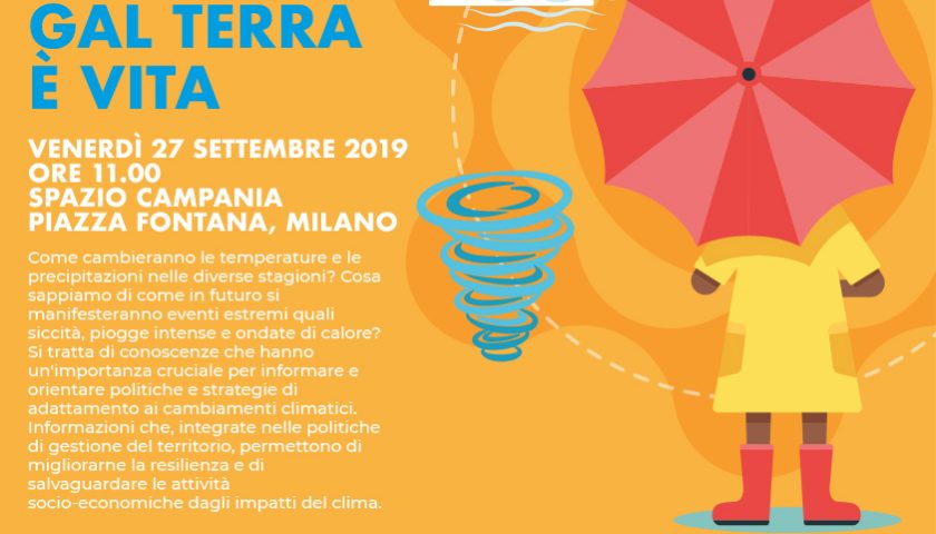 “Scenari di cambiamento climatico per l’area GAL Terra è Vita”, venerdì 27 settembre a Spazio Campania