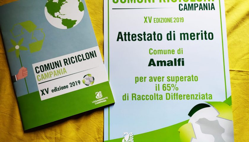 Amalfi Comune Riciclone: all’Antica Repubblica Marinara il riconoscimento di Legambiente Campania