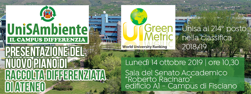 UNISAmbiente, presentazione del nuovo Piano di Raccolta Differenziata di Ateneo
