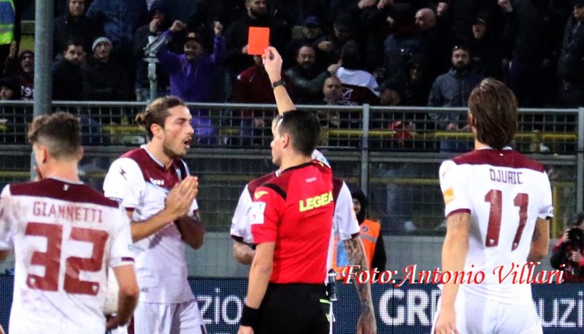 Giudice Sportivo, la Salernitana perde Migliorini per un turno