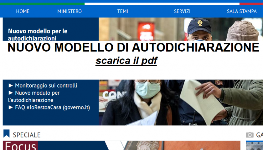 Disponibile on-line il nuovo modello di autocertificazione