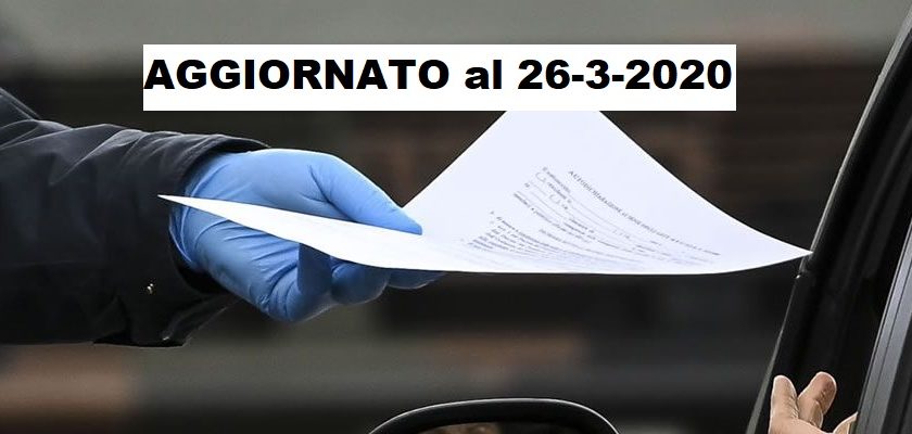 Aggiornato il modulo per l’autodichiarazione 26 marzo 2020