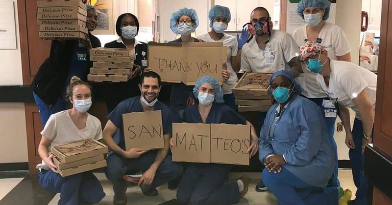 Il San Matteo di New York dei fratelli salernitani Ciro e Fabio Casella regala pizza ai sanitari dell’East Side