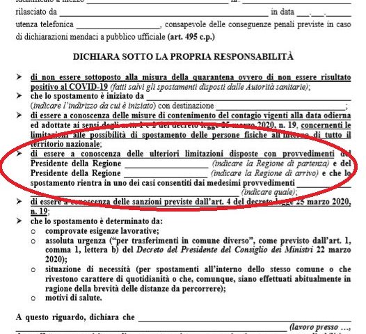 Come va compilato il modulo di autocertificazione dal 4 maggio?