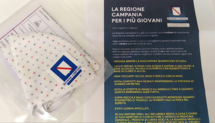 La Regione Campania per i più giovani: in distribuzione mascherine protettive colorate