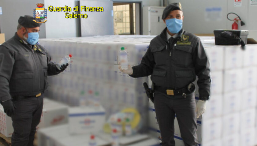 Guardia di Finanza, sequestrate diecimila confezioni di gel igienizzante pericoloso ad Agropoli e Capaccio