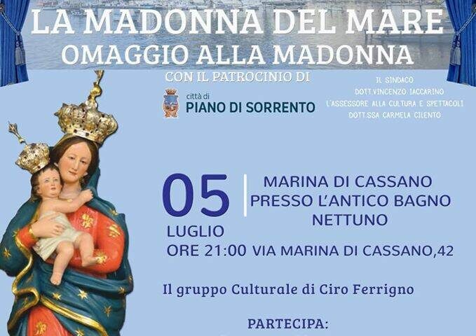 Piano di Sorrento: domenica 5 luglio omaggio alla Madonna del Mare