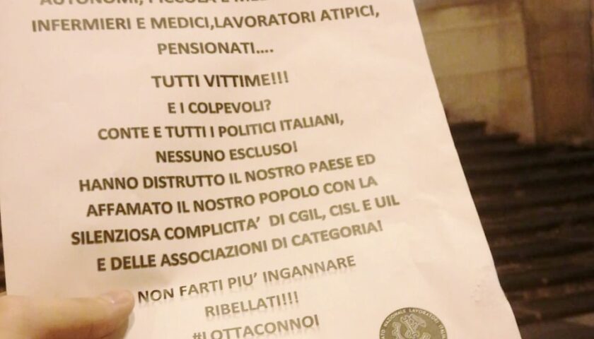 “ECONOMIA ITALIANA DISTRUTTA, CGIL CISL E UIL COMPLICI”. VOLANTINAGGIO E AFFISSIONE DEL SINDACATO SINLAI IN PROVINCIA DI SALERNO