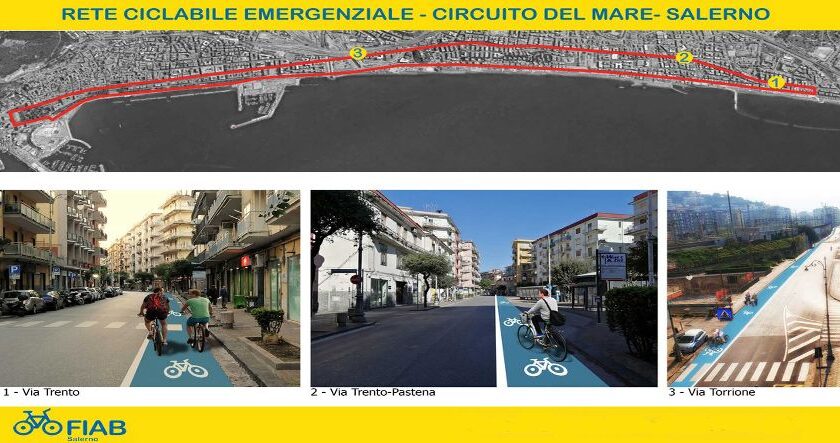 SALERNO, LA FIAB LANCIA UN ALTRO APPELLO AL COMUNE PER LA RETE CICLABILE DI EMERGENZA