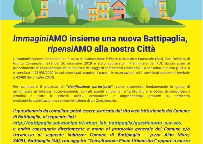 Battipaglia – Al via la fase di ascolto del Piano Urbanistico Comunale