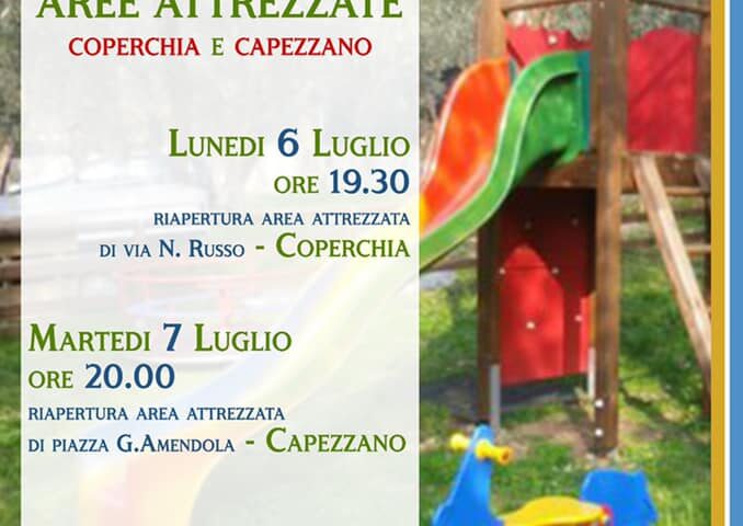 Lunedì e martedì inaugurazione di due parchi giochi a Coperchia e Capezzano