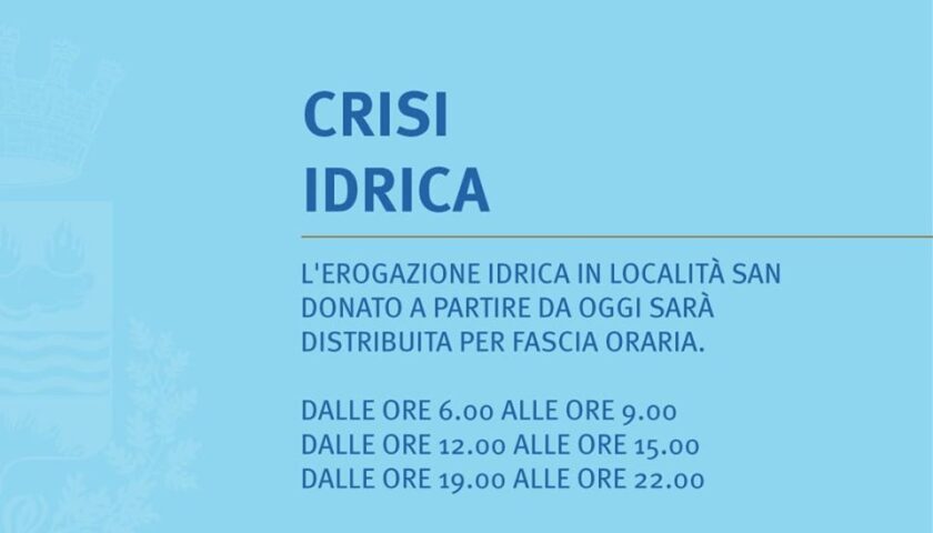 Eboli – in località San Donato l’acqua sarà erogata solo 3 volte al giorno