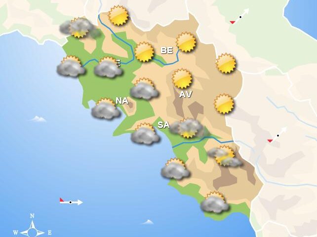 Meteo domani in Campania, sole sulla costa e piogge ai confini con il Lazio