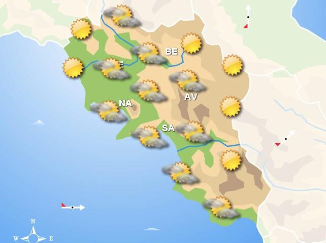 Meteo domani, in Campania nuvolosità irregolare con piogge solo nei settori interni