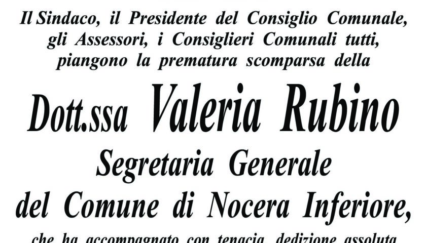 Nocera Inferiore, morte della segretaria comunale: domani uffici chiusi in segno di lutto