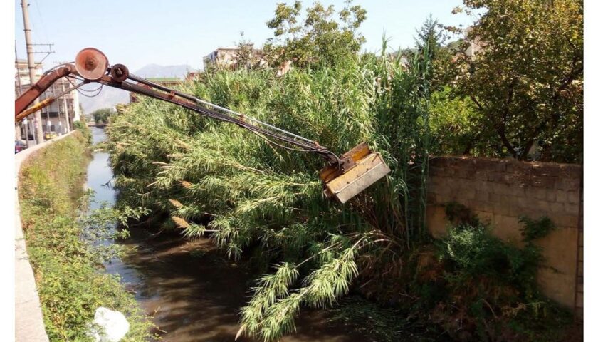 Mercato San Severino – ripartono le operazioni di decespugliamento della vasca di Acigliano e del torrente Solofrana