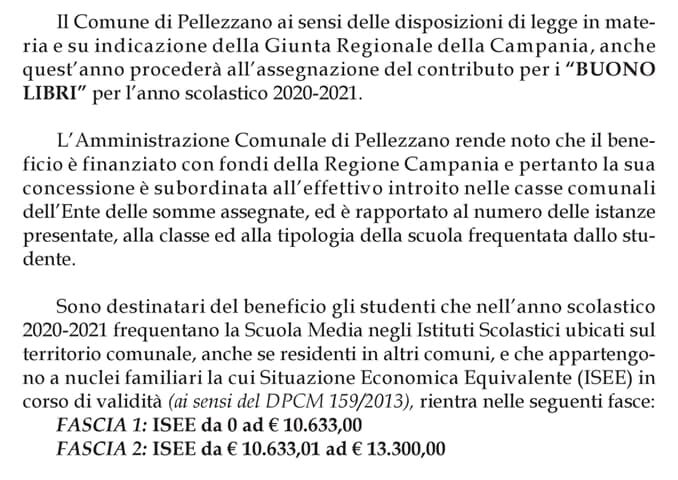 Pellezzano – Ecco chi sono i beneficiari dell’assegnazione “buono libri”