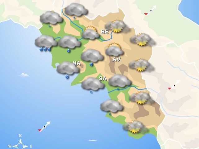 Meteo domani, in Campania piogge sparse sui settori costieri e asciutto altrove