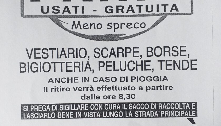 Baronissi – in città sono comparsi volantini non autorizzati al ritiro di indumenti usati, scarpe e borse