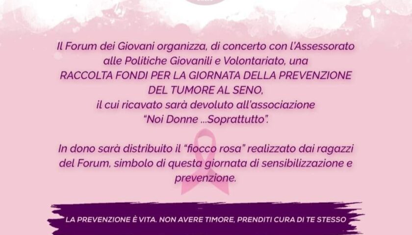 Mercato San Severino – domenica 18 ottobre ci sarà una raccolta fondi per la giornata per la prevenzione del tumore al seno