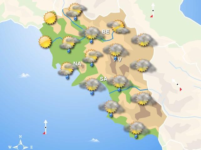 Meteo domani, in Campania nubi sparse su tutta la regione e nel pomeriggio piogge nei settori interni