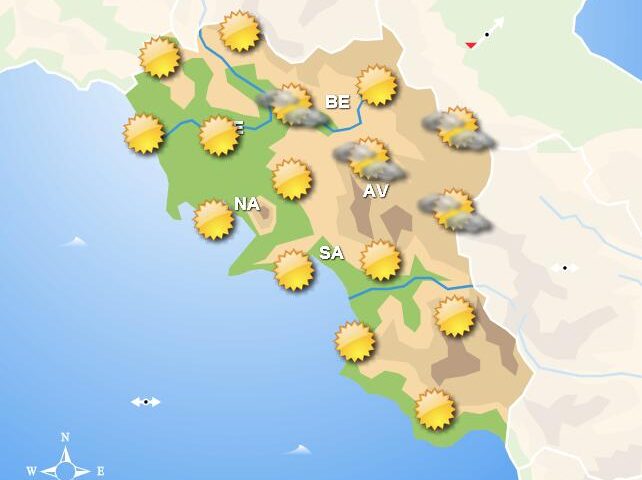 Meteo domani, in Campania cieli poco nuvolosi, possibili rovesci ai confini con 3 regioni