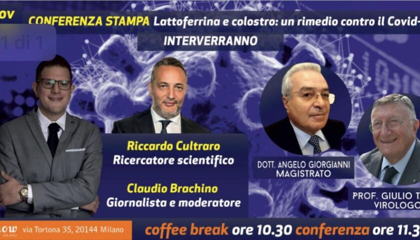 Lattoferrina e colostro bovino possibile strada per curare il Coronavirus, Giulio Tarro a Milano