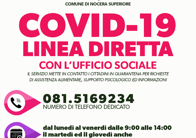 CODIV-19 A NOCERA SUPERIORE: LINEA DIRETTA CON L’UFFICIO SOCIALE PER I CITTADINI IN QUARANTENA