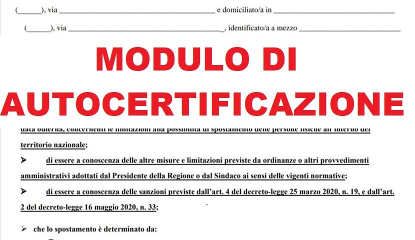 Da domani siamo in Zona Rossa. Scarica il modulo di autocertificazione