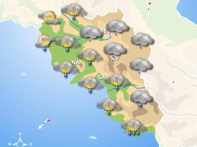 Meteo domani, in Campania nubi con schiarite. Poi piogge in serata