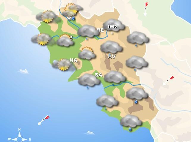 Meteo domani, in Campania nuvoloso con pioggia e acquazzoni nei settori meridionali