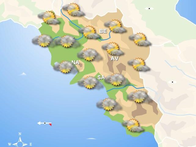 meteo domani, in Campania cieli coperti e deboli piogge sulle coste