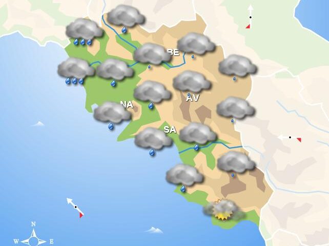 Meteo domani, in Campania nuvole con piogge e acquazzoni