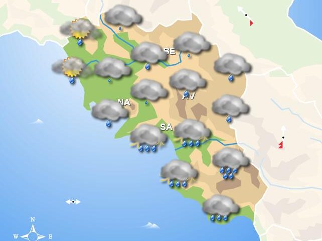 Meteo domani, in Campania tempo instabile con nuvole associate a piogge e acquazzoni