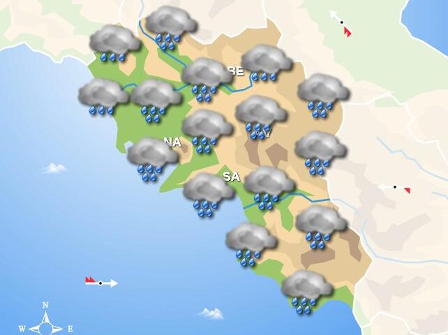 Meteo domani, in Campania piogge intense per tutta la giornata